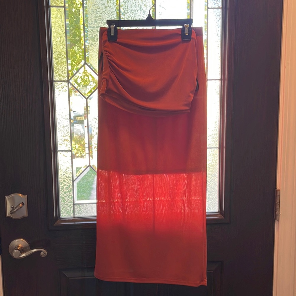 2 piece skirt and top orange color